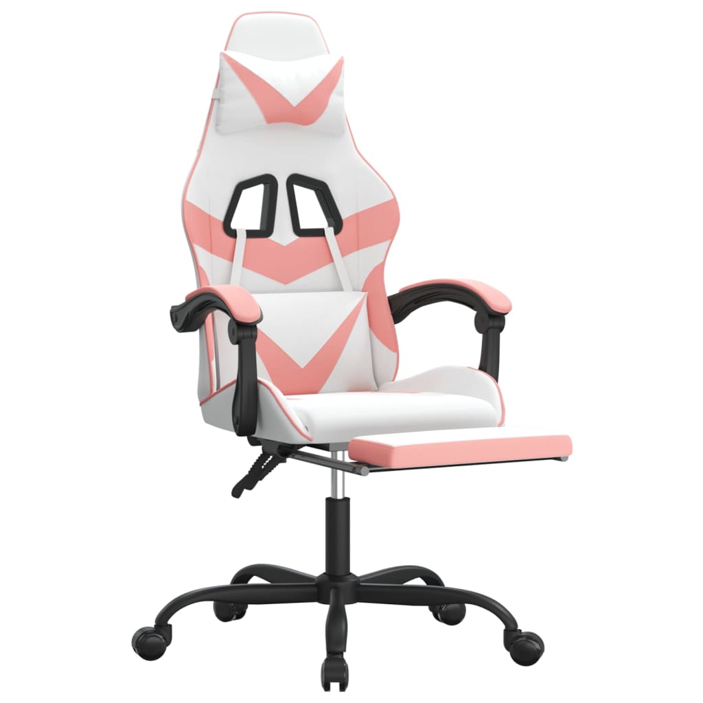 Gamestoel draaibaar met voetensteun kunstleer wit en roze is nu te koop bij PeponiXL, paradijselijk wonen!