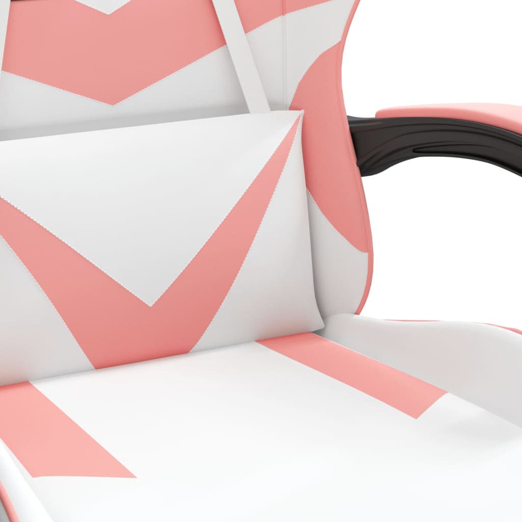 Gamestoel draaibaar met voetensteun kunstleer wit en roze is nu te koop bij PeponiXL, paradijselijk wonen!