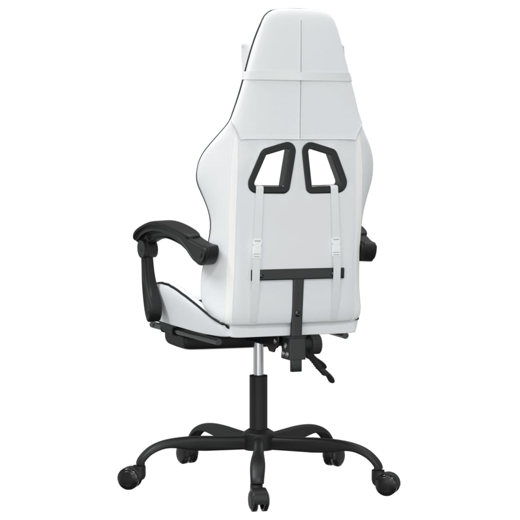 Gamestoel draaibaar met voetensteun kunstleer zwart en wit is nu te koop bij PeponiXL, paradijselijk wonen!