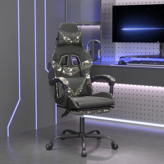 gamestoel draaibaar met voetensteun kunstleer zwart&camouflage is nu te koop bij PeponiXL, paradijselijk wonen!