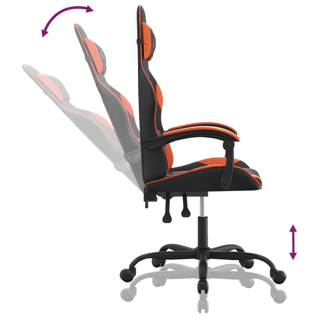 Gamestoel draaibaar kunstleer zwart en oranje is nu te koop bij PeponiXL, paradijselijk wonen!
