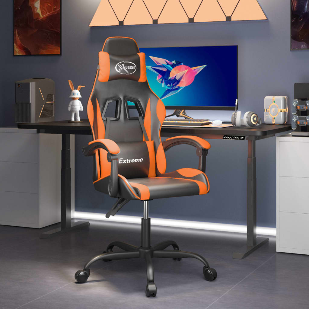 Gamestoel draaibaar kunstleer zwart en oranje is nu te koop bij PeponiXL, paradijselijk wonen!