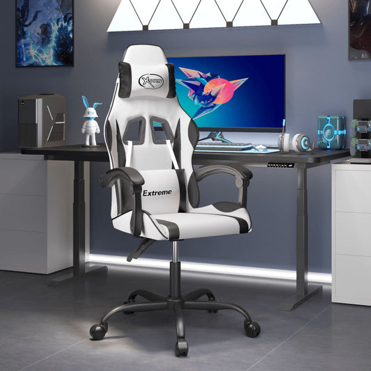 Gamestoel draaibaar kunstleer wit en zwart is nu te koop bij PeponiXL, paradijselijk wonen!