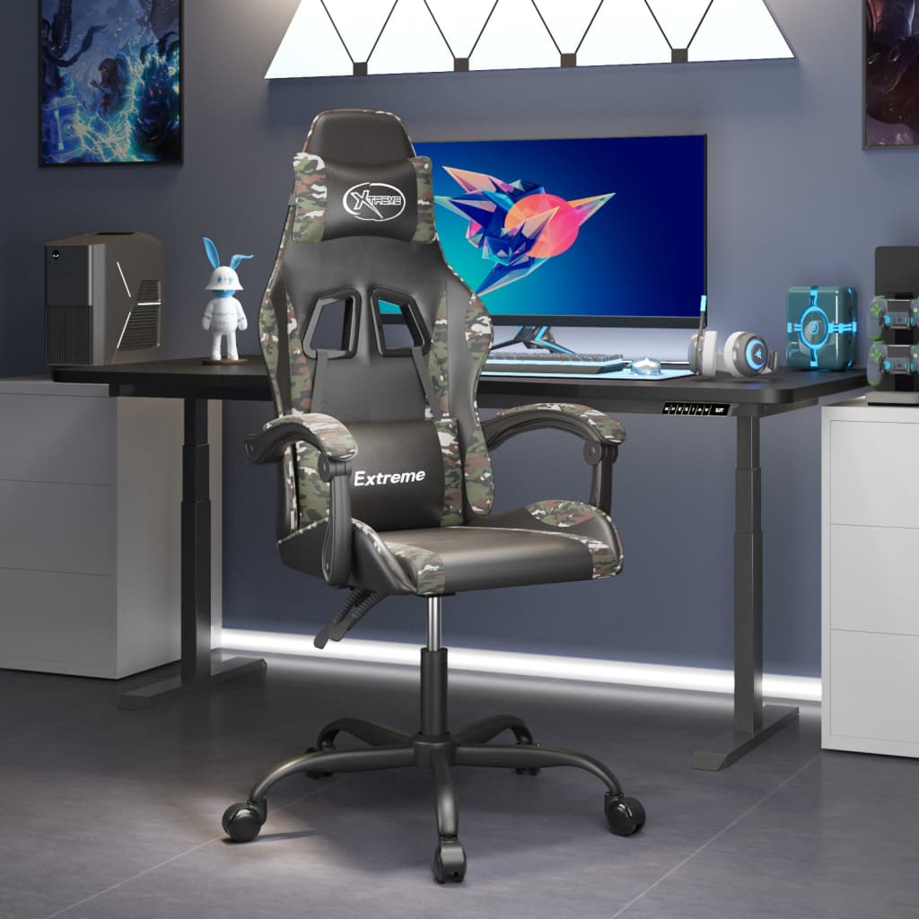 Gamestoel draaibaar kunstleer zwart en camouflage is nu te koop bij PeponiXL, paradijselijk wonen!