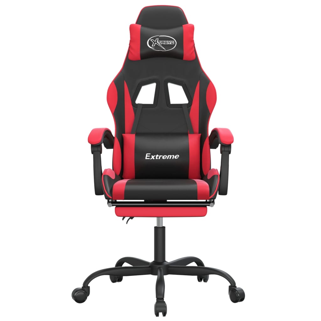 Gamestoel draaibaar met voetensteun kunstleer zwart en rood is nu te koop bij PeponiXL, paradijselijk wonen!