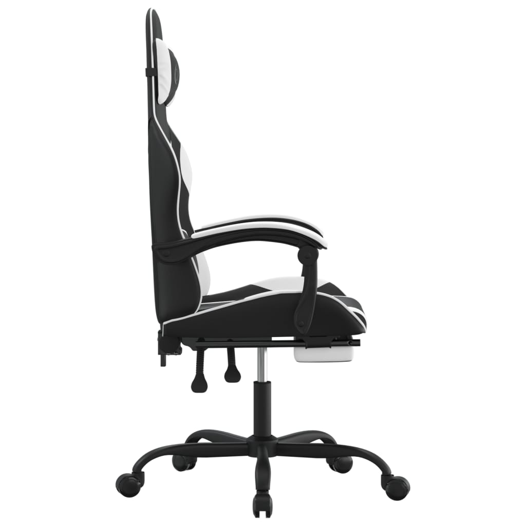 Gamestoel draaibaar met voetensteun kunstleer zwart en wit is nu te koop bij PeponiXL, paradijselijk wonen!