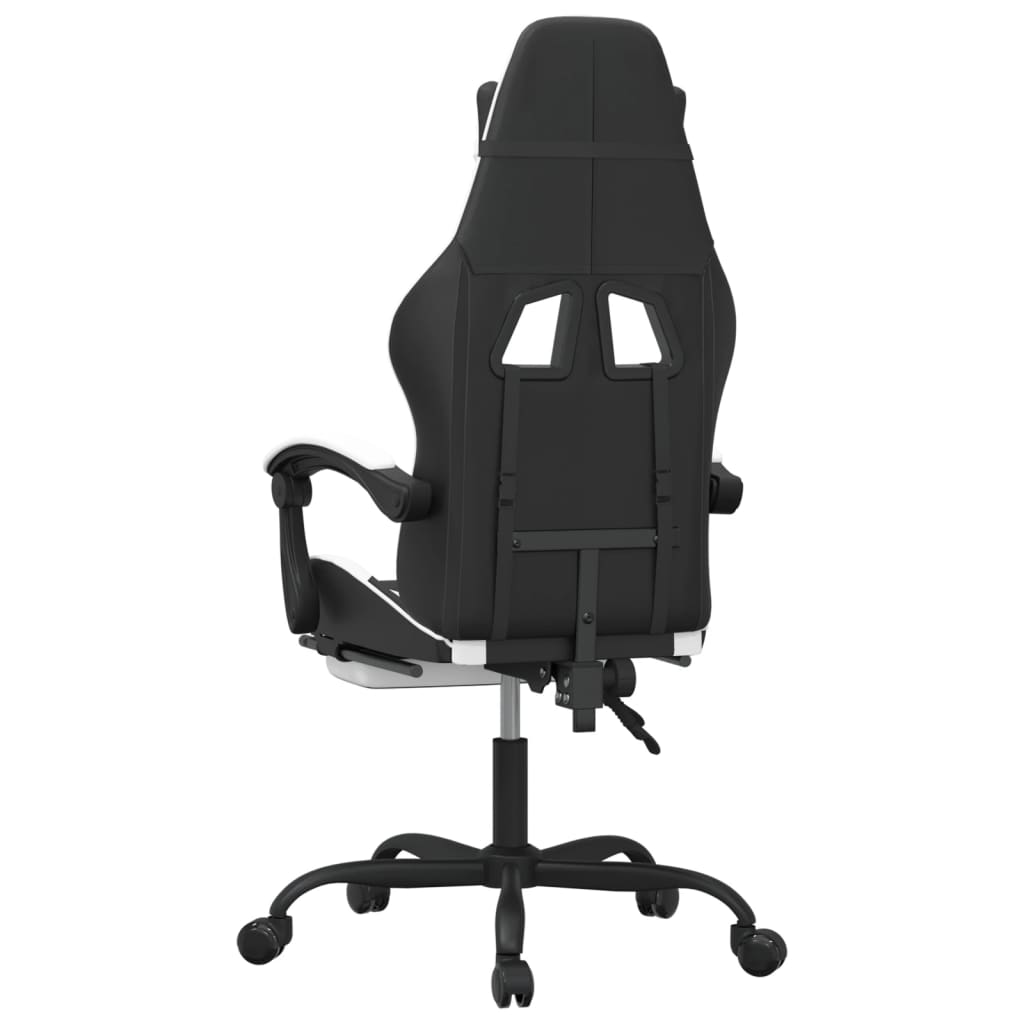 Gamestoel draaibaar met voetensteun kunstleer zwart en wit is nu te koop bij PeponiXL, paradijselijk wonen!