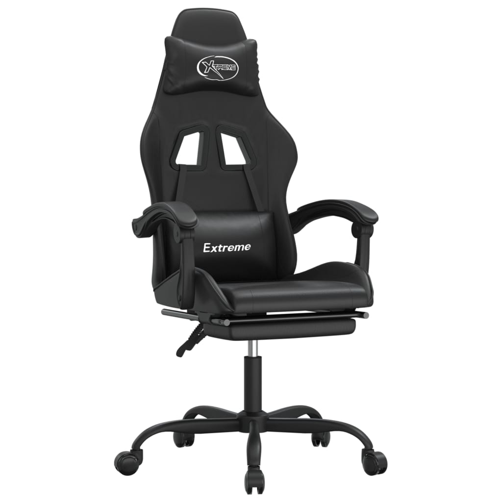 gamestoel draaibaar met voetensteun kunstleer zwart is nu te koop bij PeponiXL, paradijselijk wonen!