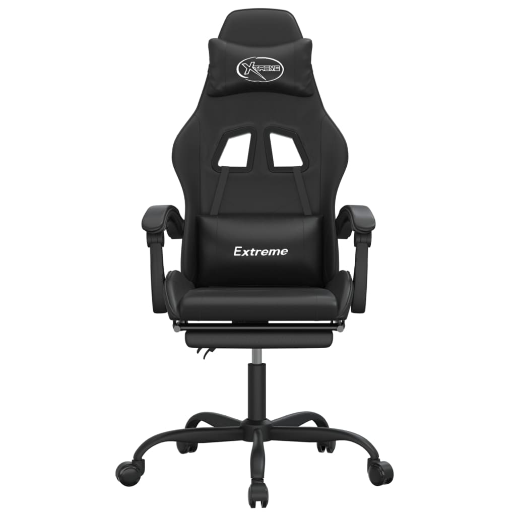 gamestoel draaibaar met voetensteun kunstleer zwart is nu te koop bij PeponiXL, paradijselijk wonen!