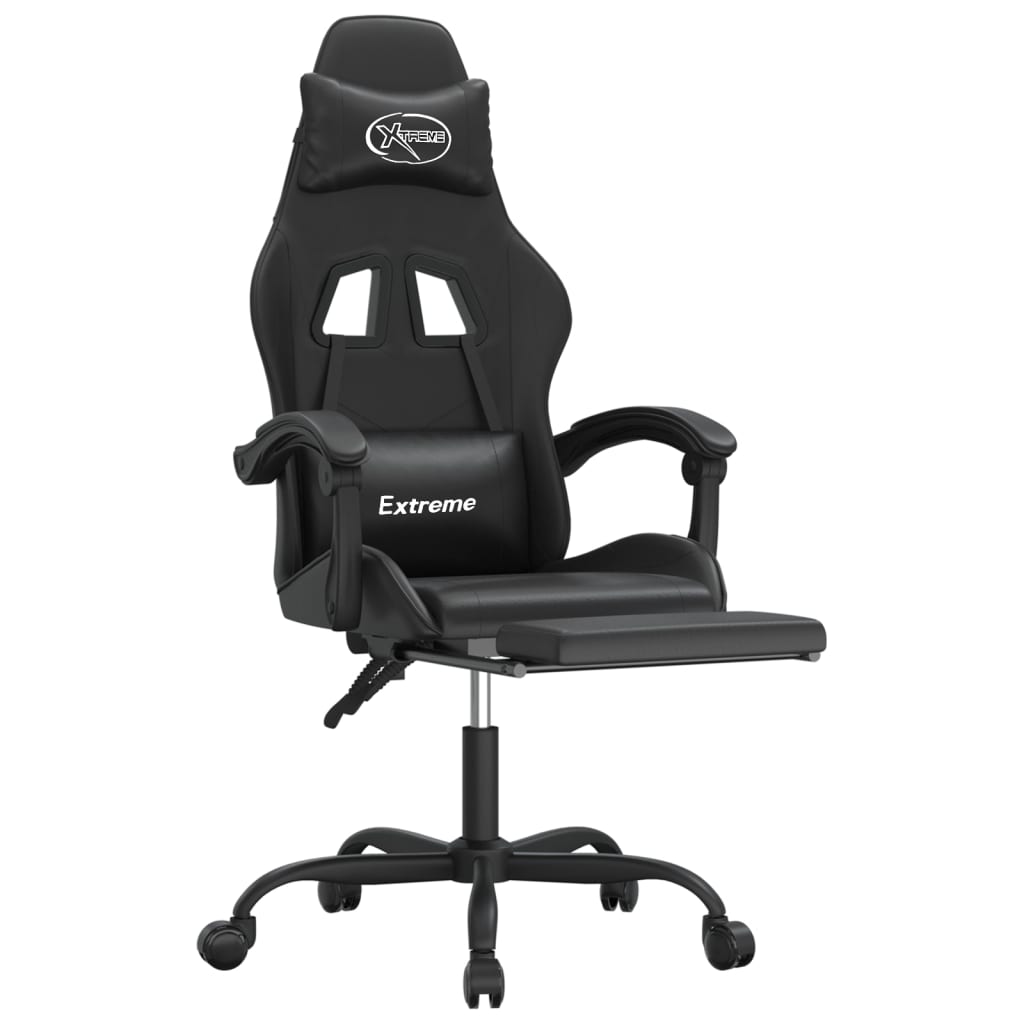 gamestoel draaibaar met voetensteun kunstleer zwart is nu te koop bij PeponiXL, paradijselijk wonen!