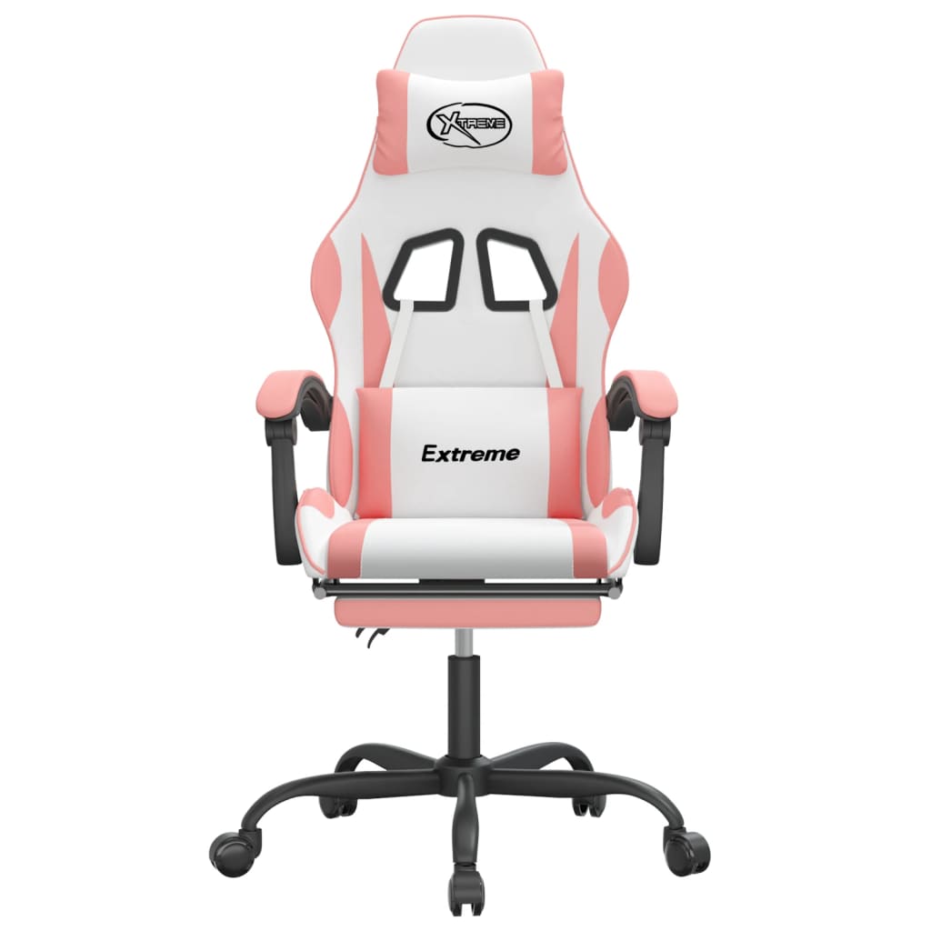 Gamestoel draaibaar met voetensteun kunstleer wit en roze is nu te koop bij PeponiXL, paradijselijk wonen!