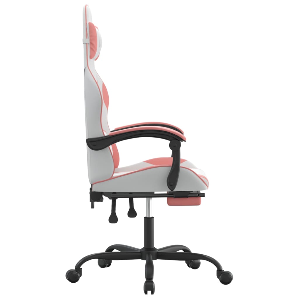 Gamestoel draaibaar met voetensteun kunstleer wit en roze is nu te koop bij PeponiXL, paradijselijk wonen!