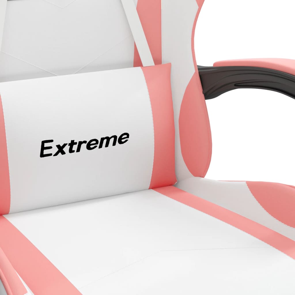 Gamestoel draaibaar met voetensteun kunstleer wit en roze is nu te koop bij PeponiXL, paradijselijk wonen!