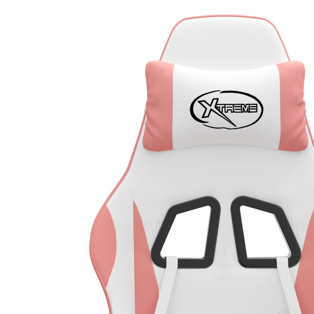 Gamestoel draaibaar met voetensteun kunstleer wit en roze is nu te koop bij PeponiXL, paradijselijk wonen!