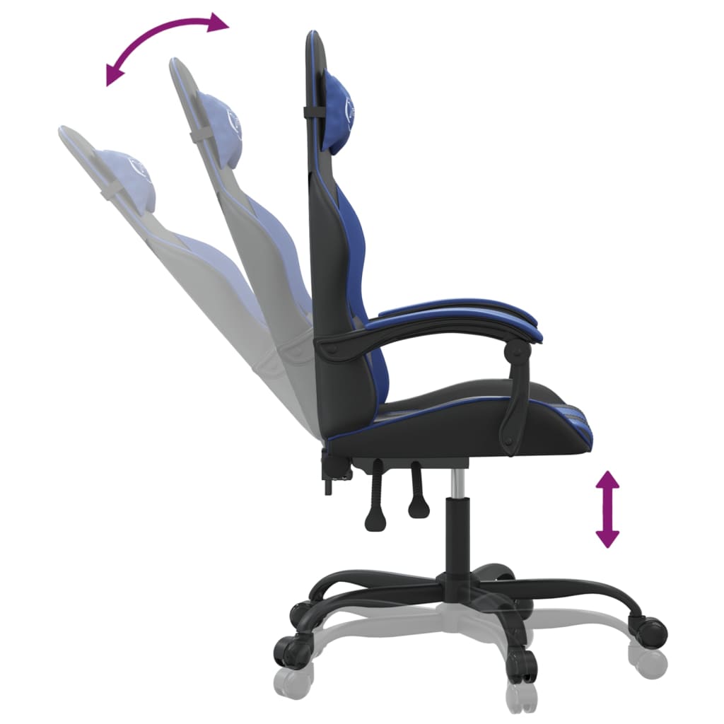 Gamestoel draaibaar kunstleer zwart en blauw is nu te koop bij PeponiXL, paradijselijk wonen!