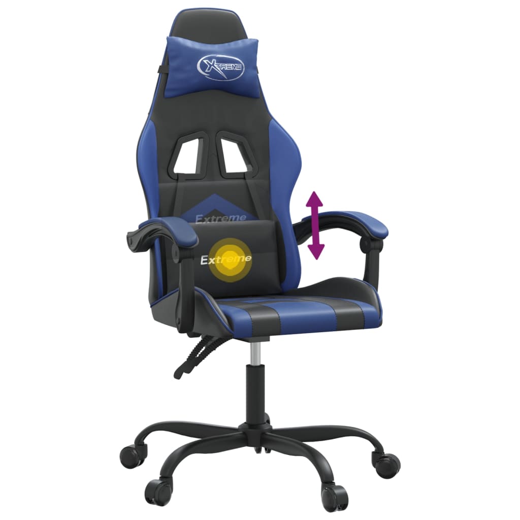 Gamestoel draaibaar kunstleer zwart en blauw is nu te koop bij PeponiXL, paradijselijk wonen!