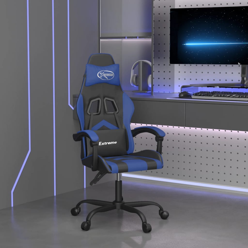 Gamestoel draaibaar kunstleer zwart en blauw is nu te koop bij PeponiXL, paradijselijk wonen!