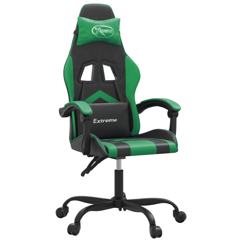 Gamestoel draaibaar kunstleer zwart en groen is nu te koop bij PeponiXL, paradijselijk wonen!