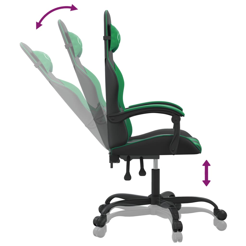Gamestoel draaibaar kunstleer zwart en groen is nu te koop bij PeponiXL, paradijselijk wonen!