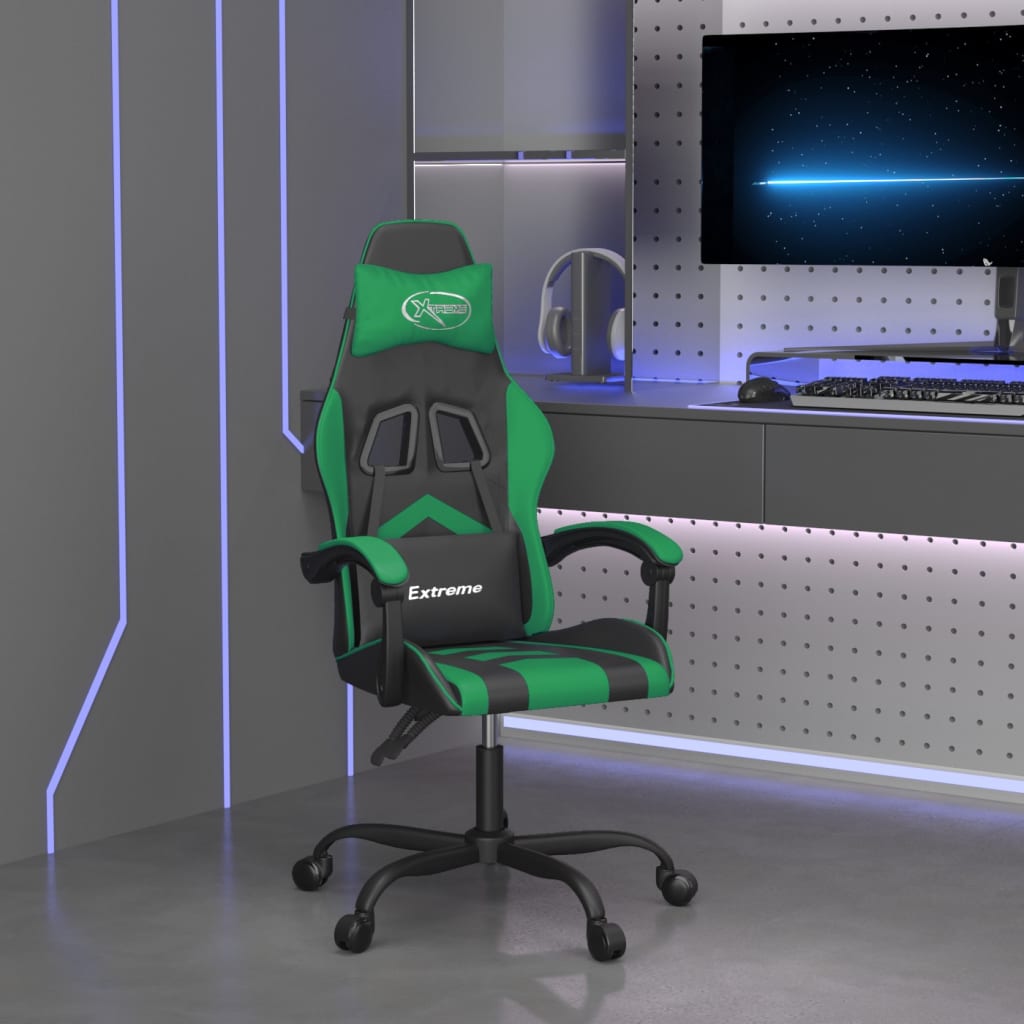 Gamestoel draaibaar kunstleer zwart en groen is nu te koop bij PeponiXL, paradijselijk wonen!