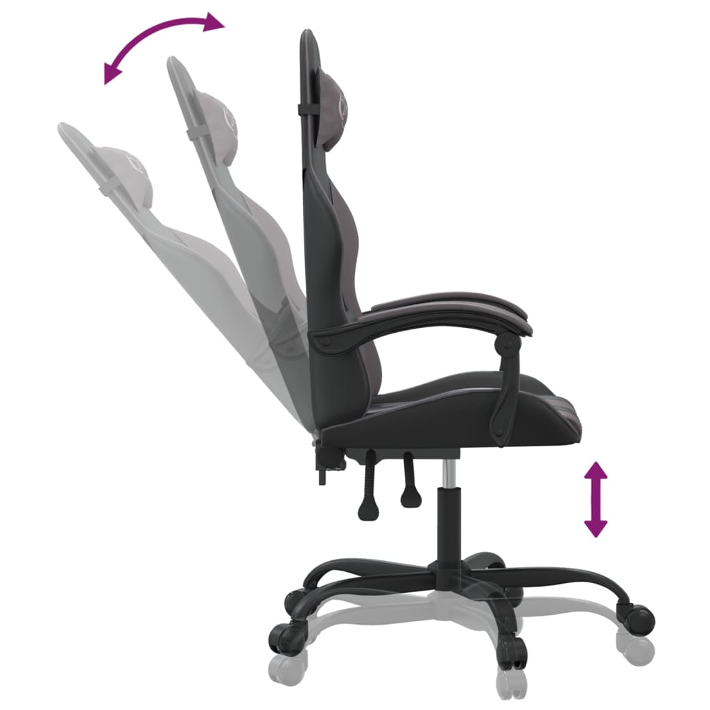 Gamestoel draaibaar kunstleer zwart en grijs is nu te koop bij PeponiXL, paradijselijk wonen!