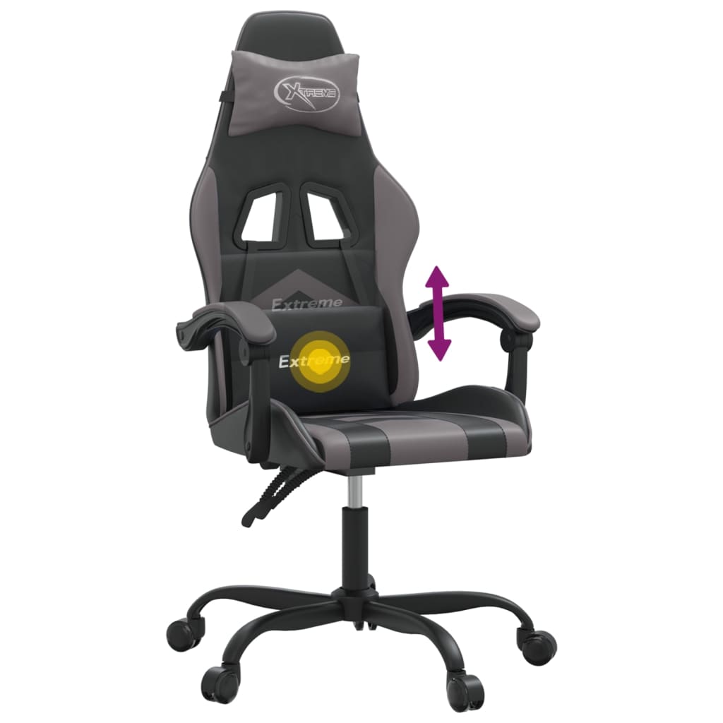 Gamestoel draaibaar kunstleer zwart en grijs is nu te koop bij PeponiXL, paradijselijk wonen!
