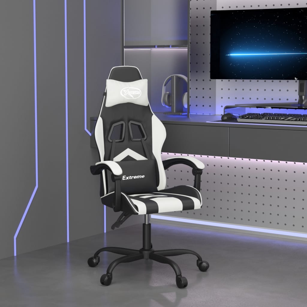 Gamestoel draaibaar kunstleer zwart en wit is nu te koop bij PeponiXL, paradijselijk wonen!