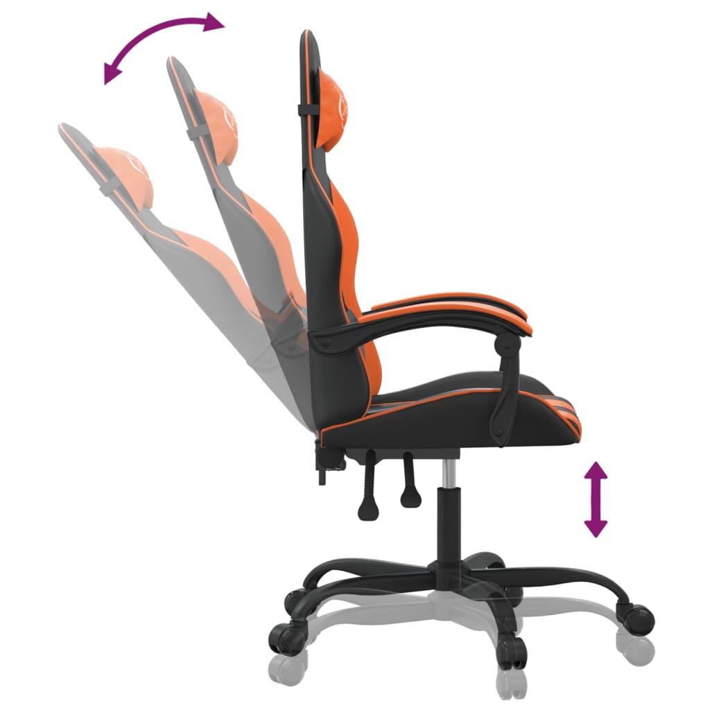 Gamestoel draaibaar kunstleer zwart en oranje is nu te koop bij PeponiXL, paradijselijk wonen!