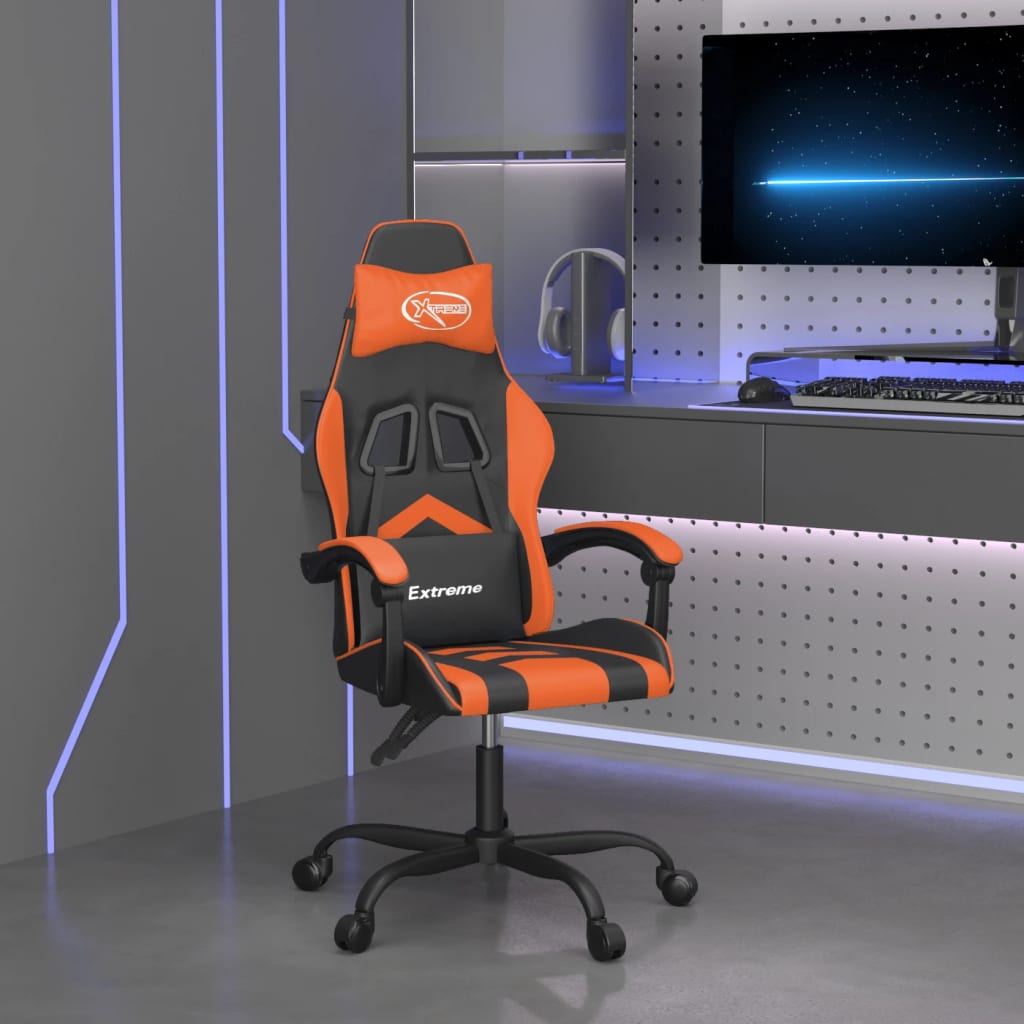 Gamestoel draaibaar kunstleer zwart en oranje is nu te koop bij PeponiXL, paradijselijk wonen!