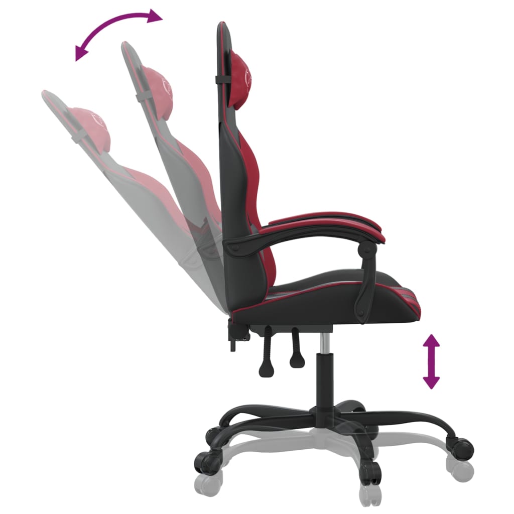 Gamestoel draaibaar kunstleer zwart en wijnrood is nu te koop bij PeponiXL, paradijselijk wonen!