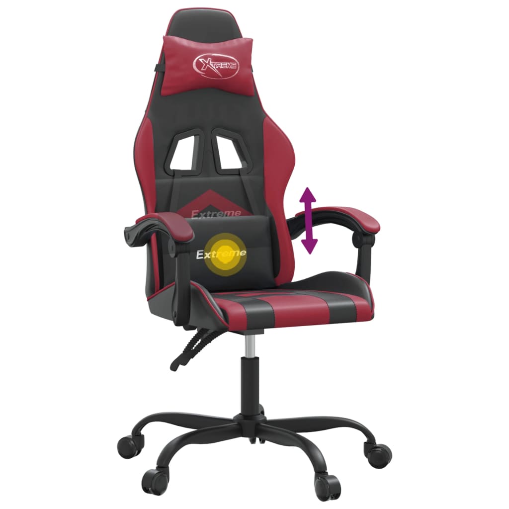 Gamestoel draaibaar kunstleer zwart en wijnrood is nu te koop bij PeponiXL, paradijselijk wonen!