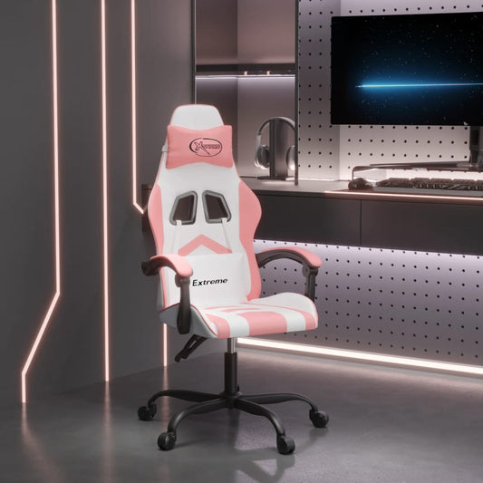 Gamestoel draaibaar kunstleer wit en roze is nu te koop bij PeponiXL, paradijselijk wonen!