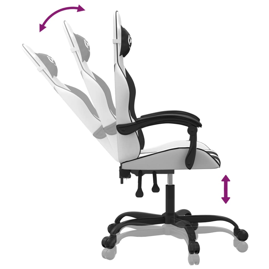 Gamestoel draaibaar kunstleer wit en zwart is nu te koop bij PeponiXL, paradijselijk wonen!