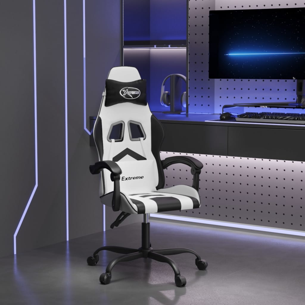 Gamestoel draaibaar kunstleer wit en zwart is nu te koop bij PeponiXL, paradijselijk wonen!