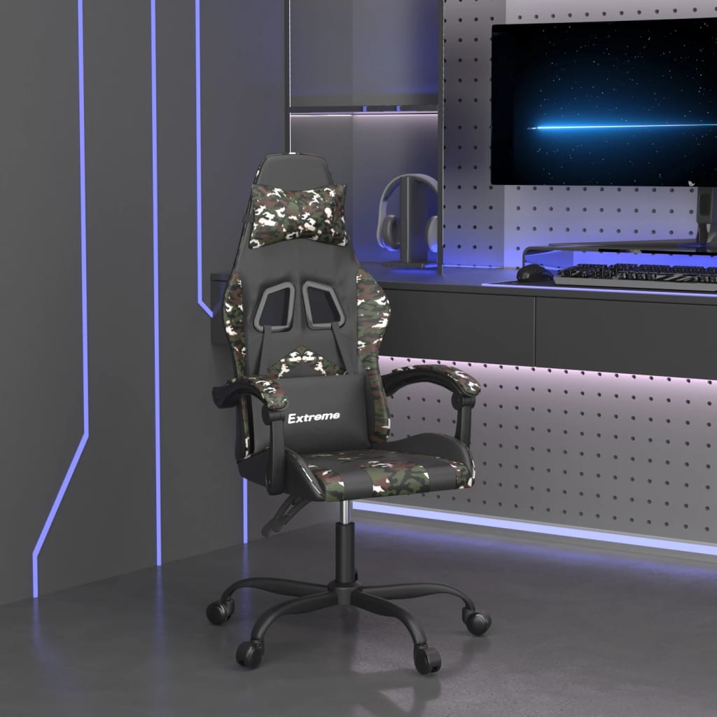 Gamestoel draaibaar kunstleer zwart en camouflage is nu te koop bij PeponiXL, paradijselijk wonen!
