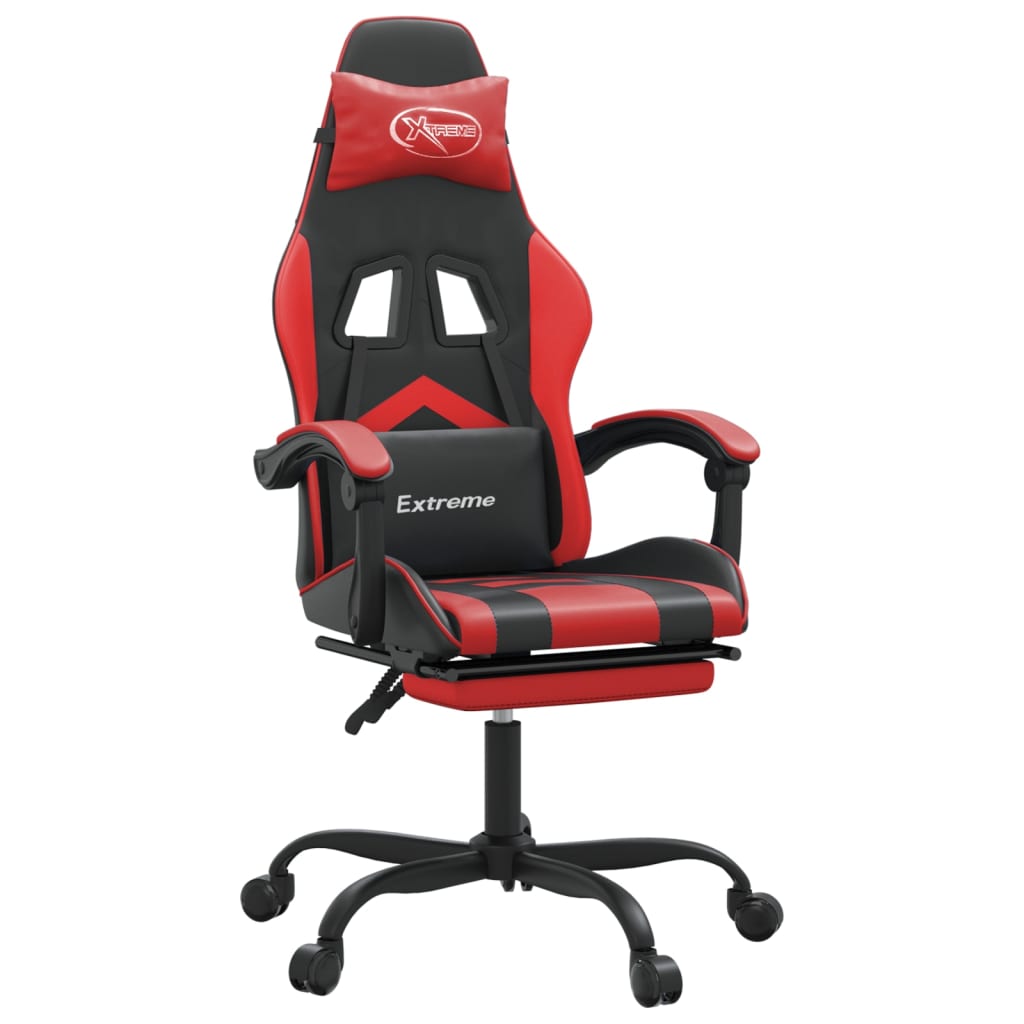 Gamestoel draaibaar met voetensteun kunstleer zwart en rood is nu te koop bij PeponiXL, paradijselijk wonen!