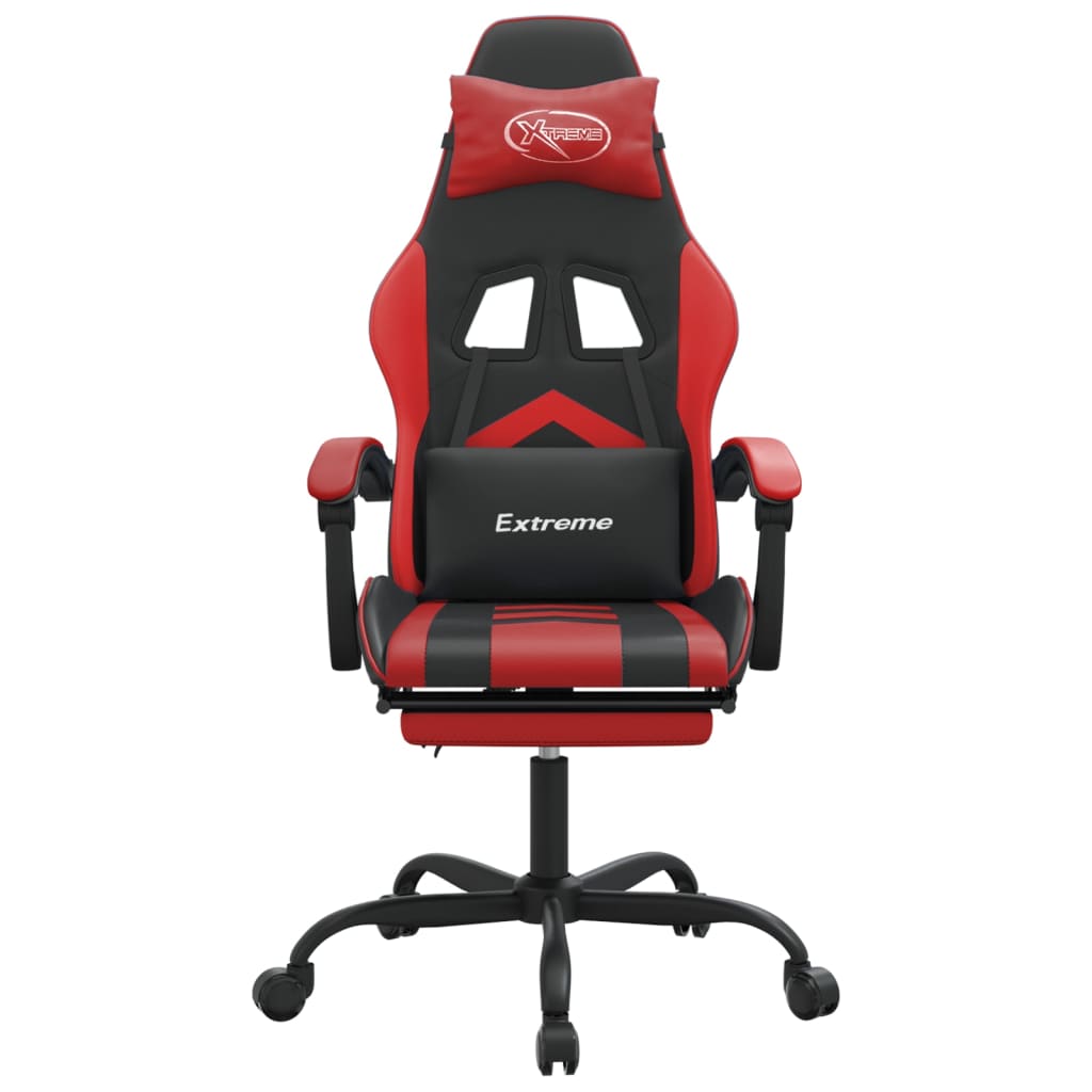 Gamestoel draaibaar met voetensteun kunstleer zwart en rood is nu te koop bij PeponiXL, paradijselijk wonen!