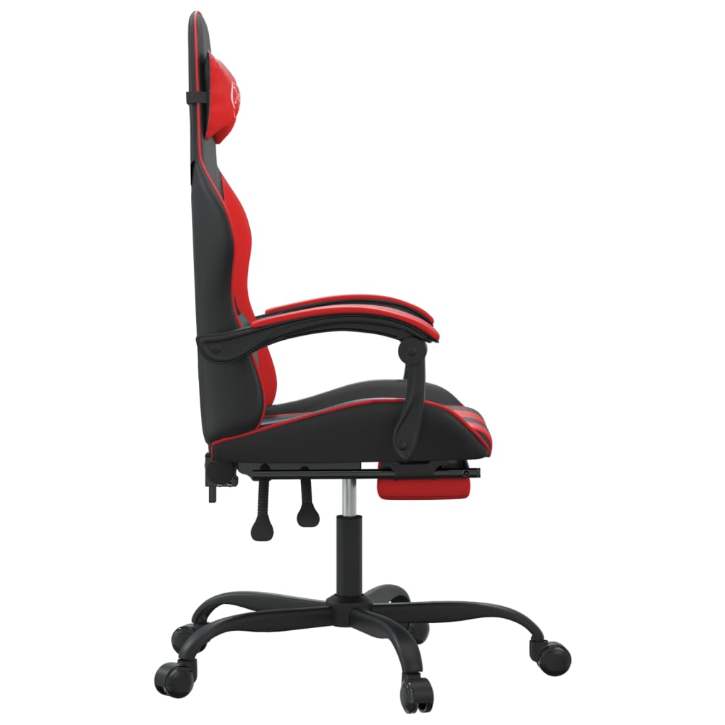 Gamestoel draaibaar met voetensteun kunstleer zwart en rood is nu te koop bij PeponiXL, paradijselijk wonen!