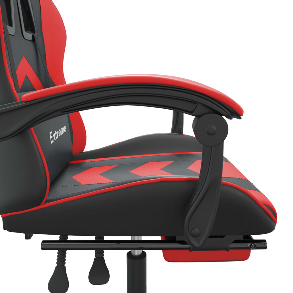 Gamestoel draaibaar met voetensteun kunstleer zwart en rood is nu te koop bij PeponiXL, paradijselijk wonen!