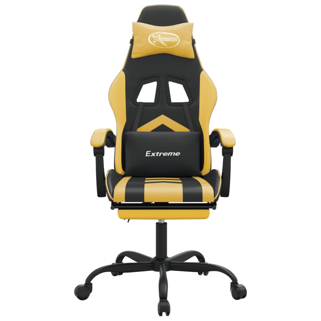 Gamestoel draaibaar met voetensteun kunstleer zwart & goud is nu te koop bij PeponiXL, paradijselijk wonen!