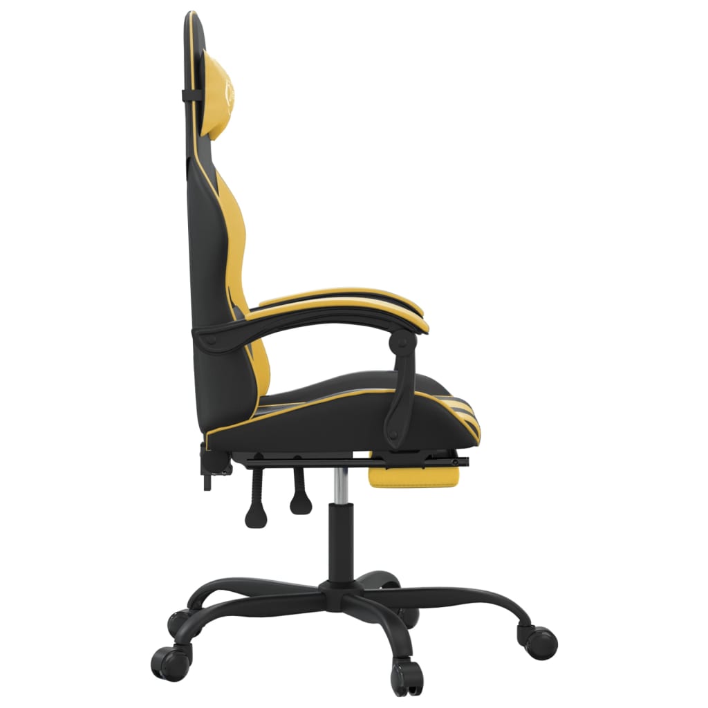 Gamestoel draaibaar met voetensteun kunstleer zwart & goud is nu te koop bij PeponiXL, paradijselijk wonen!