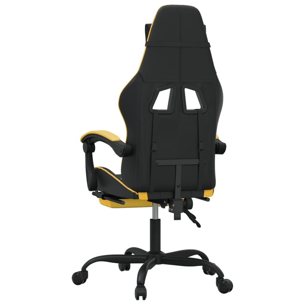 Gamestoel draaibaar met voetensteun kunstleer zwart & goud is nu te koop bij PeponiXL, paradijselijk wonen!