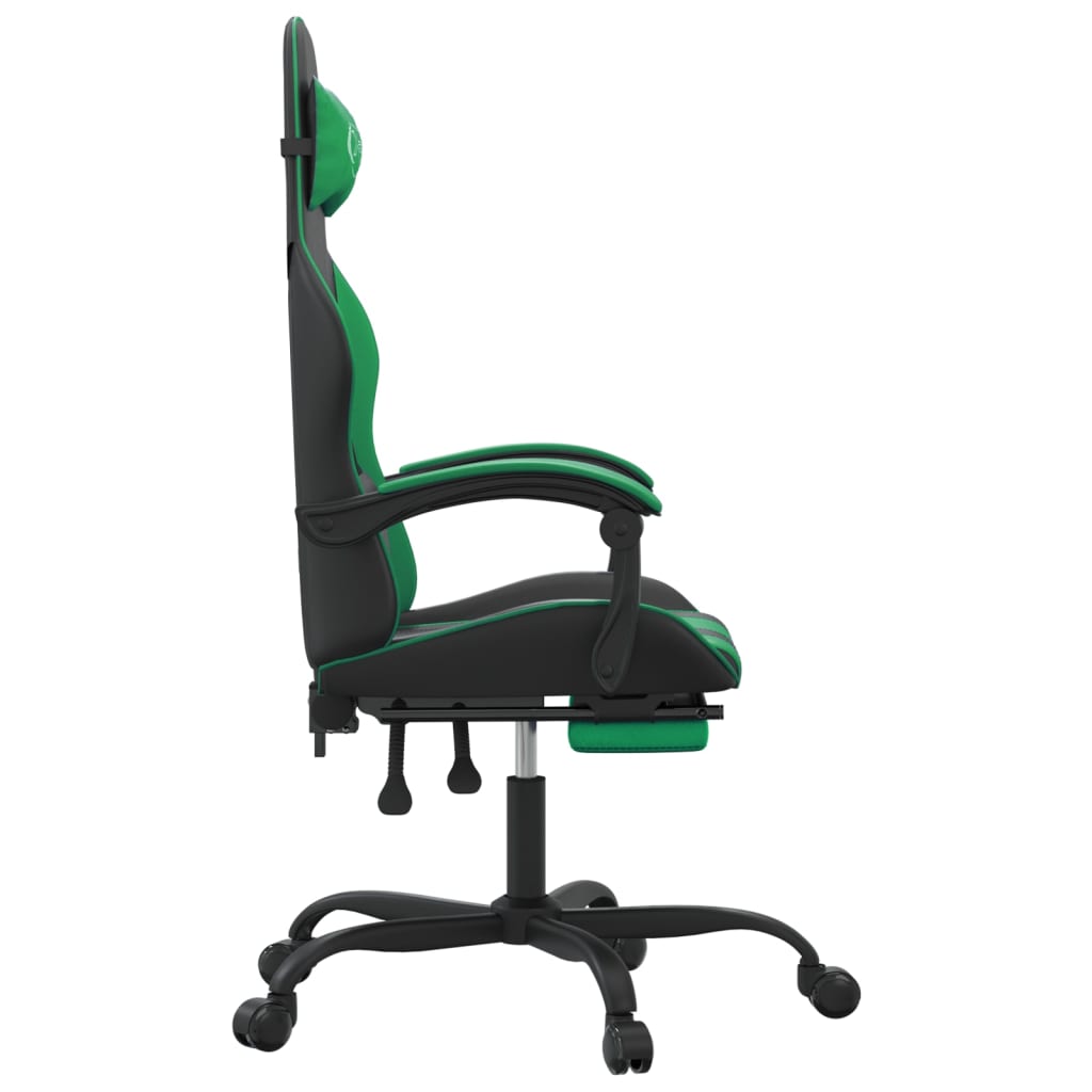 Gamestoel draaibaar met voetensteun kunstleer zwart en groen is nu te koop bij PeponiXL, paradijselijk wonen!