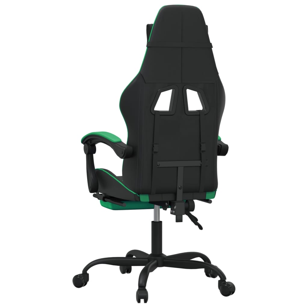 Gamestoel draaibaar met voetensteun kunstleer zwart en groen is nu te koop bij PeponiXL, paradijselijk wonen!