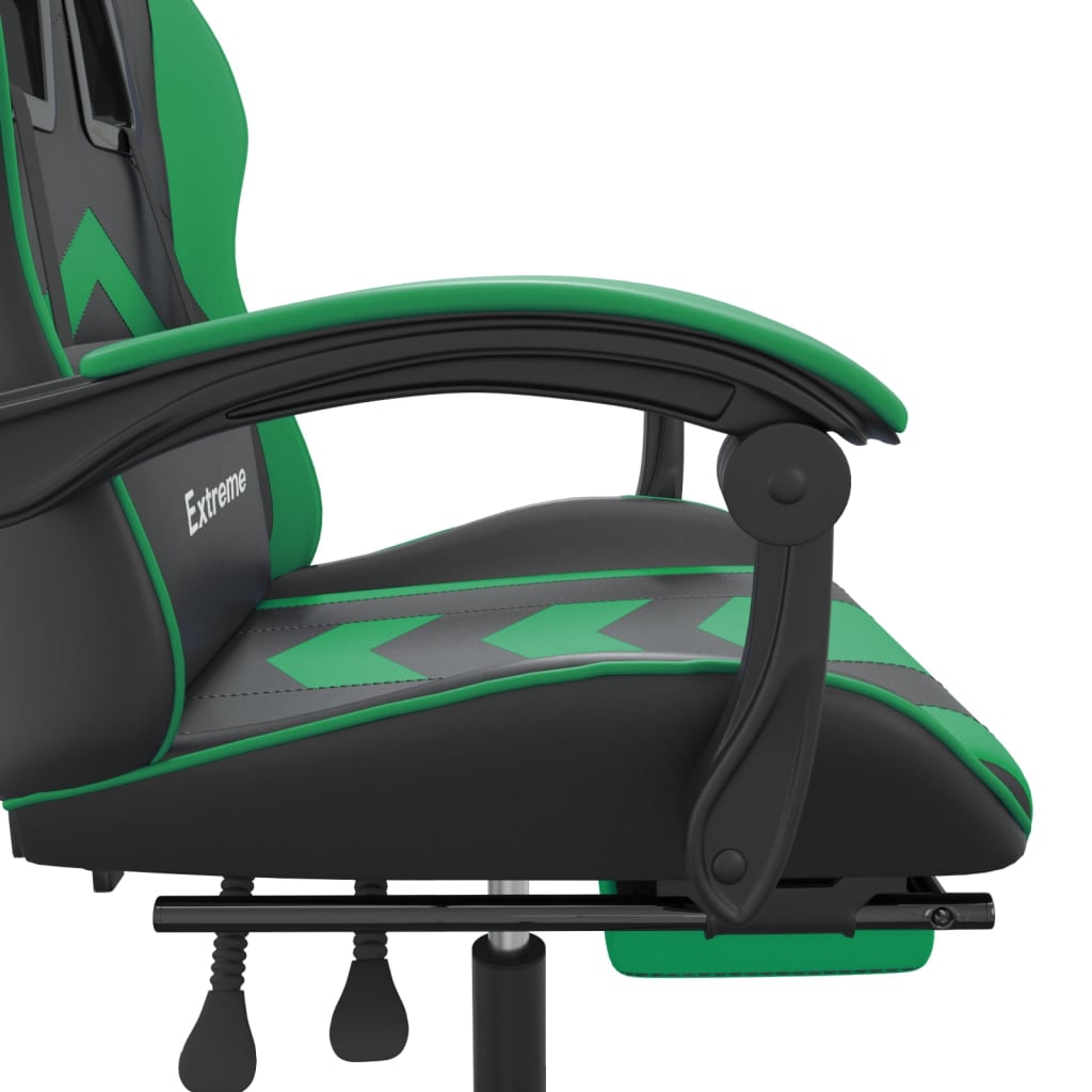 Gamestoel draaibaar met voetensteun kunstleer zwart en groen is nu te koop bij PeponiXL, paradijselijk wonen!