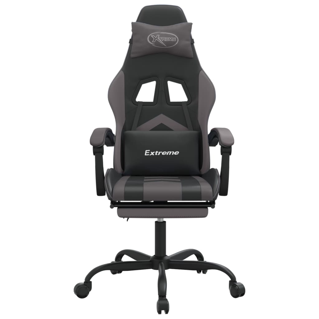 Gamestoel draaibaar met voetensteun kunstleer zwart en grijs is nu te koop bij PeponiXL, paradijselijk wonen!