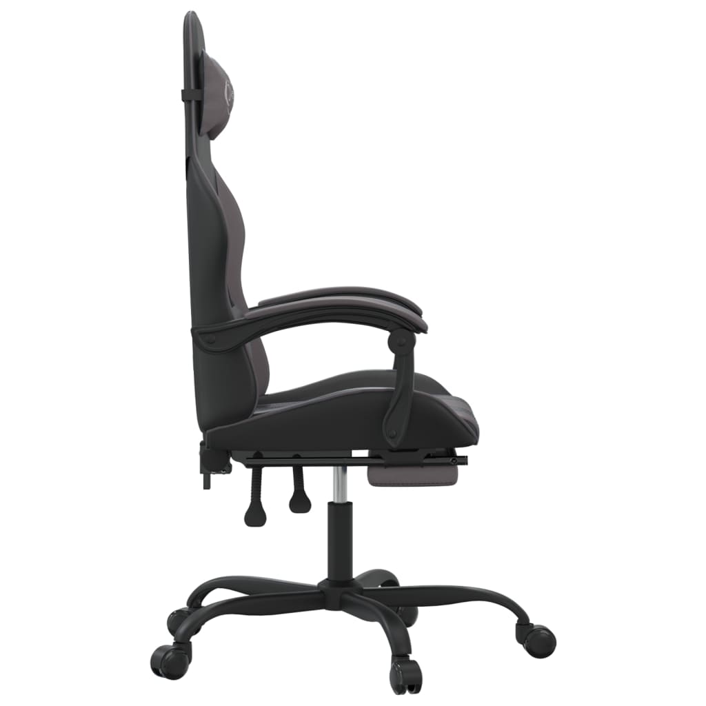 Gamestoel draaibaar met voetensteun kunstleer zwart en grijs is nu te koop bij PeponiXL, paradijselijk wonen!