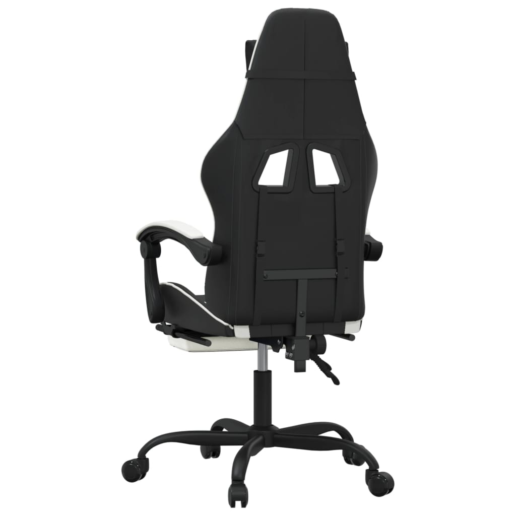 Gamestoel draaibaar met voetensteun kunstleer zwart en wit is nu te koop bij PeponiXL, paradijselijk wonen!