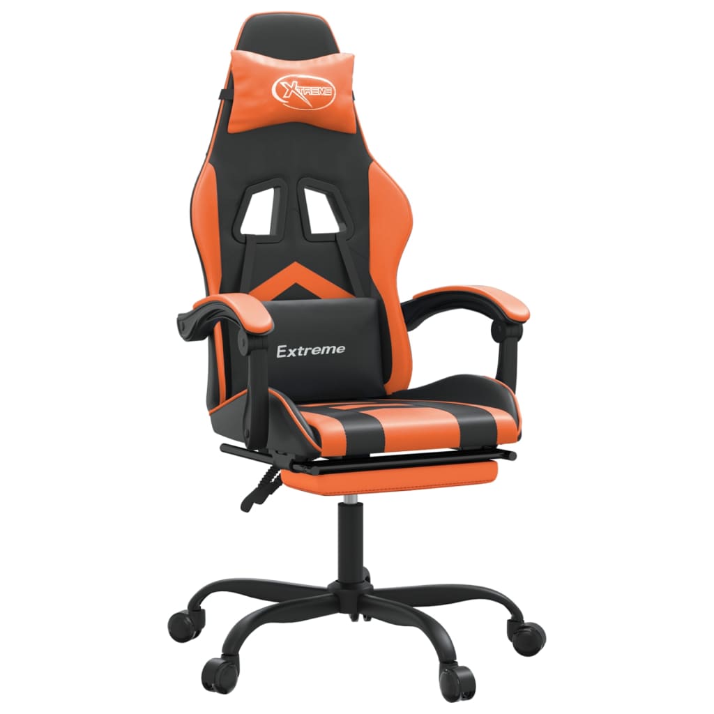 Gamestoel draaibaar met voetensteun kunstleer zwart en oranje is nu te koop bij PeponiXL, paradijselijk wonen!