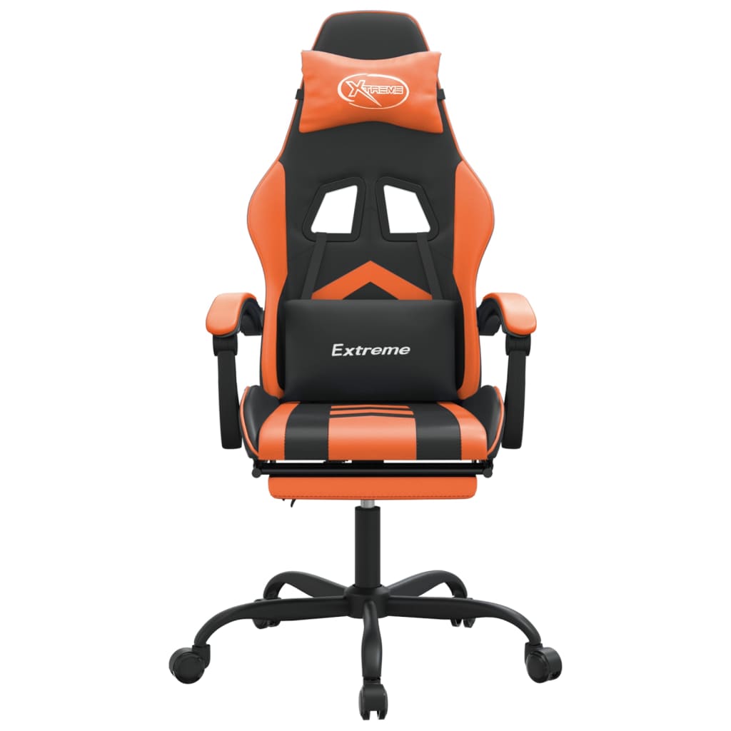 Gamestoel draaibaar met voetensteun kunstleer zwart en oranje is nu te koop bij PeponiXL, paradijselijk wonen!